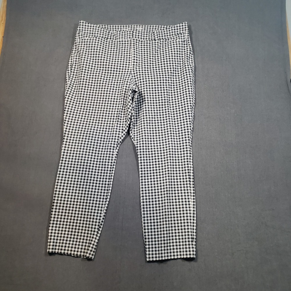 Old Navy Pixie Skinny Pants Womens 16 Black Gingham High Rise Plaid Check‎